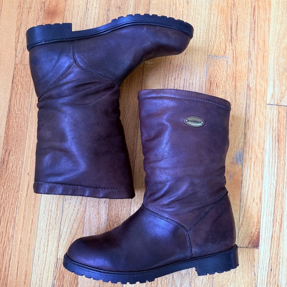Comfy Vintage Brown leather Sherpa lined slouch boots - Picture 1 of 10